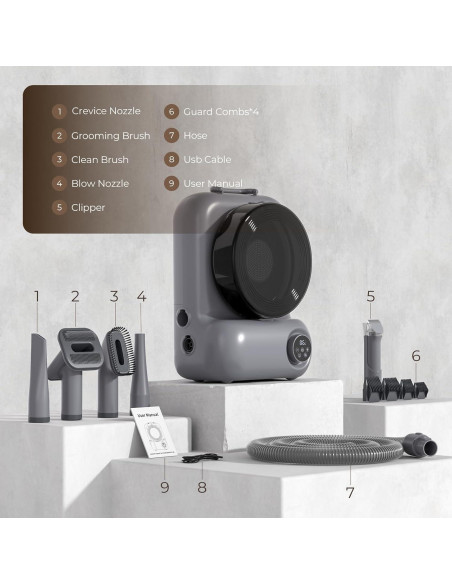 Aspiradora y Secadora para Perros KungFuPet 3 en 1 15000Pa