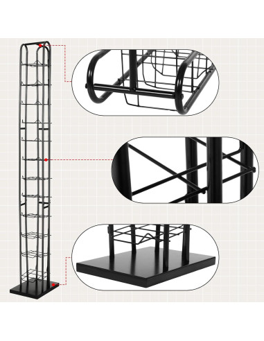 Soporte de Sombreros de Pie Tandefio 198 cm Negro 12 Niveles