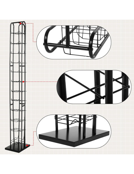 Soporte de Sombreros de Pie Tandefio 198 cm Negro 12 Niveles