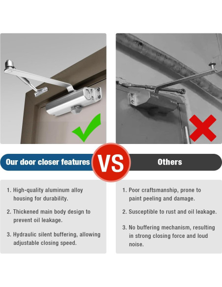 Cerradura automática Ougourim plateada para puertas 40-65 kg