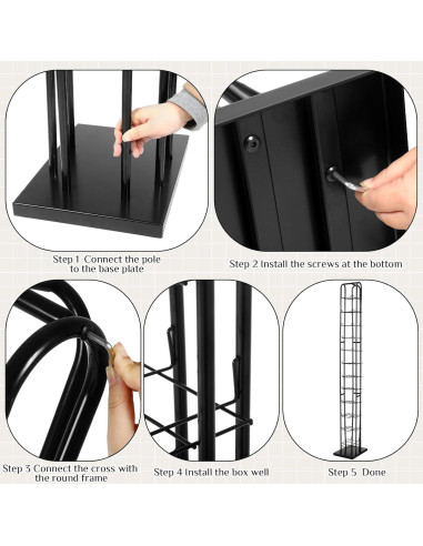 Soporte de Sombreros de Pie Tandefio 198 cm Negro 12 Niveles