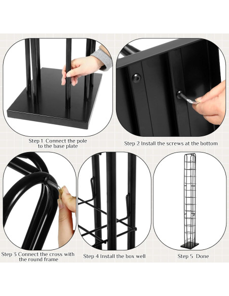 Soporte de Sombreros de Pie Tandefio 198 cm Negro 12 Niveles