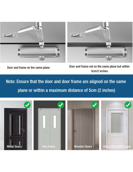 Cerradura automática Ougourim plateada para puertas 40-65 kg