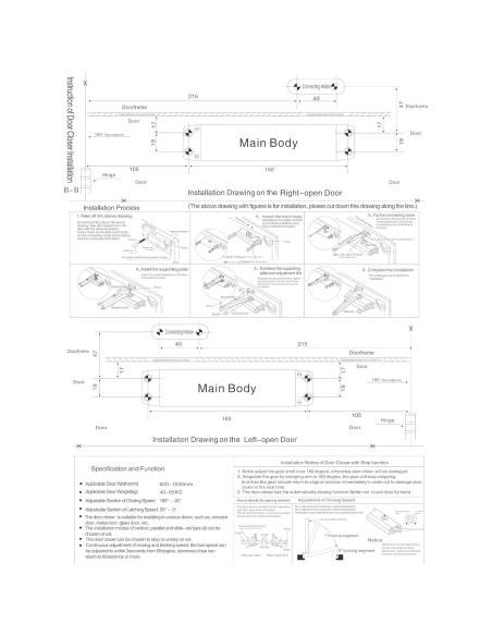 Cerradura automática Ougourim plateada para puertas 40-65 kg
