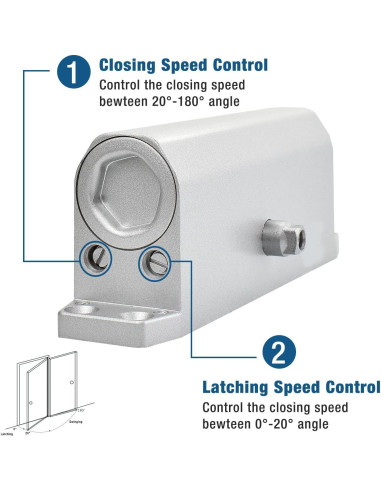Cerradura automática Ougourim plateada para puertas 40-65 kg