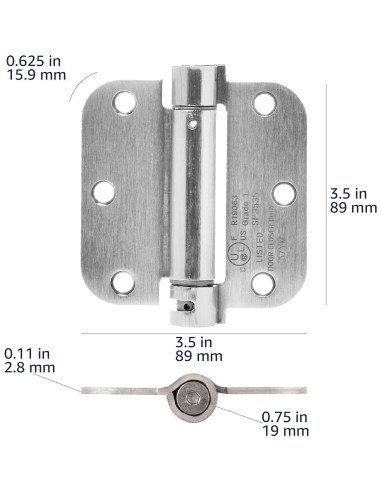 Bisagra de puerta automática Amazon Basics 8.9 cm níquel satinado