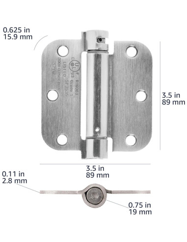 Bisagra de puerta automática Amazon Basics 8.9 cm níquel satinado