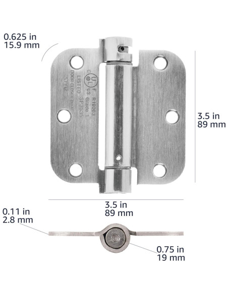 Bisagra de puerta automática Amazon Basics 8.9 cm níquel satinado