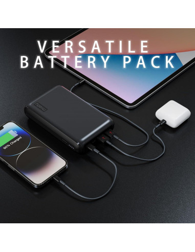 Cargador Portátil Miady 20000mAh 65W USB-C Rápido Negro