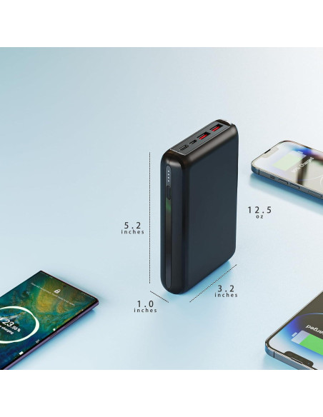 Cargador Portátil Miady 20000mAh 65W USB-C Rápido Negro