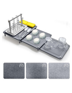 Juego de 3 Alfombrillas de Secado de Piedra Wishfly - Antideslizantes