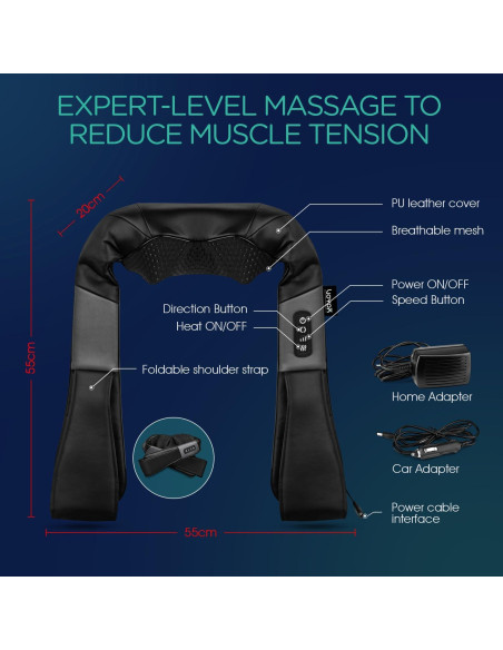 Masajeador Eléctrico de Cuello y Espalda VOYOR-HEALTH PJ100 con Calor