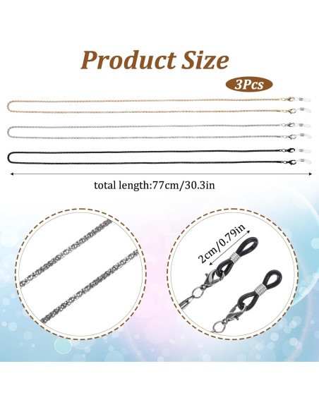 Cadena de Gafas 3PCS Larrel Ajustable 77cm Unisex