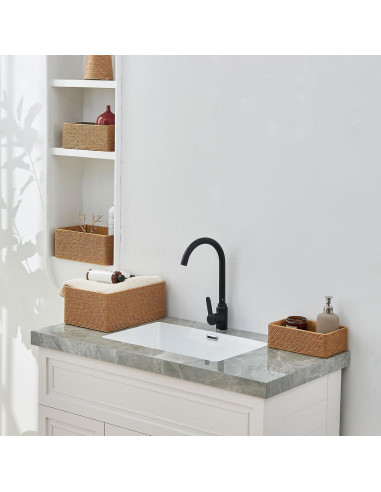 Cesta de Almacenamiento de Mimbre PROLAND Amarilla - Juego de 4