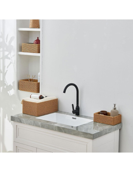 Cesta de Almacenamiento de Mimbre PROLAND Amarilla - Juego de 4