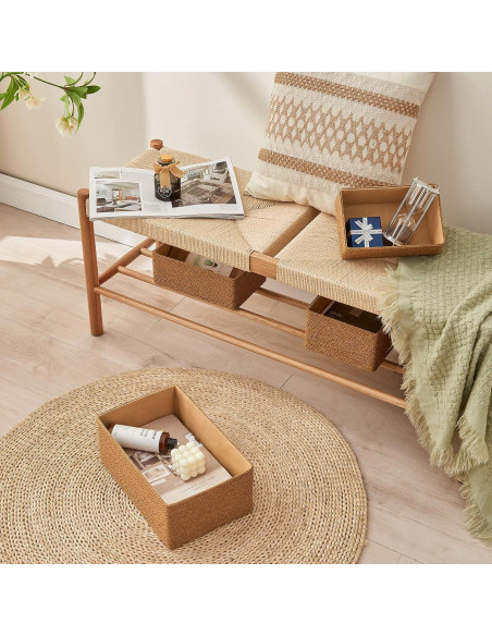 Cesta de Almacenamiento de Mimbre PROLAND Amarilla - Juego de 4