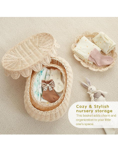 Cesta de Ratán Tejida a Mano Diullylomo con Tapa 36.8x25.4x15.2 cm 2