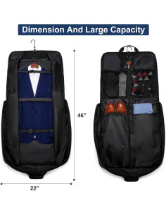 Bolsa de traje de viaje PUSLOM negra 40" para 3 trajes 2