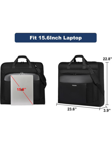 Bolsa de traje de viaje PUSLOM negra 40" para 3 trajes