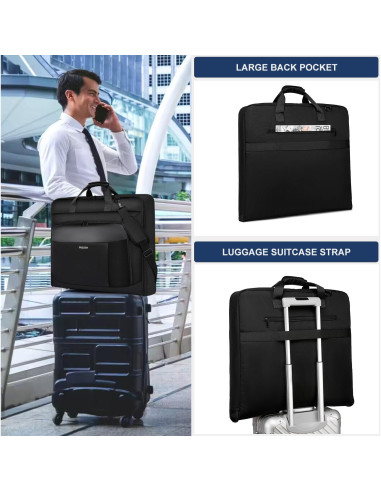 Bolsa de traje de viaje PUSLOM negra 40" para 3 trajes