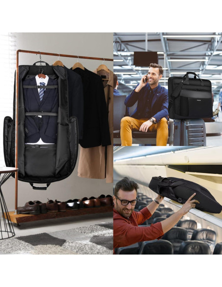 Bolsa de traje de viaje PUSLOM negra 40" para 3 trajes