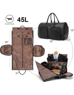 Bolsa de Garment Modoker de Cuero Negro 45L para Viajes 2