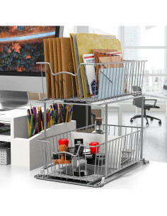 Organizador de Cajones Simple Houseware 2 Niveles Metal Gris 2