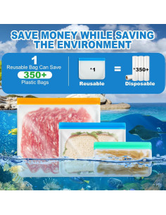 Paquete de 8 bolsas de congelador reutilizables AURUZA 27.94 cm 2