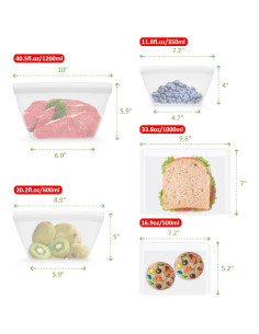 Bolsas de Almacenamiento de Alimentos Annaklin 5 Piezas Silicona 2