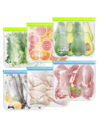 Bolsas Reutilizables de Congelador FORID 1 Galón - 6 Piezas