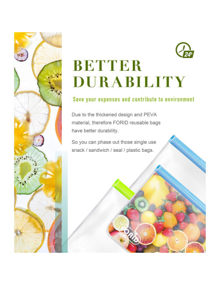 Bolsas Reutilizables de Congelador FORID 1 Galón - 6 Piezas