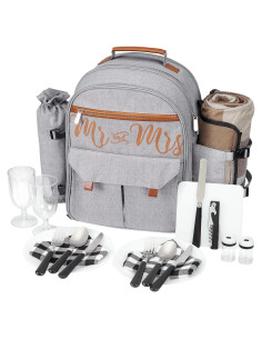Mochila de Picnic Aislada AW BRIDAL 22L Gris para 2 Personas