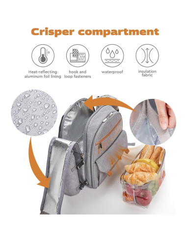 Mochila de Picnic Aislada AW BRIDAL 22L Gris para 2 Personas