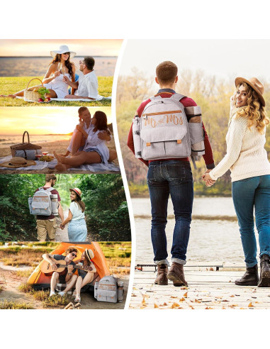 Mochila de Picnic Aislada AW BRIDAL 22L Gris para 2 Personas