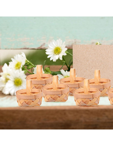 12 Mini Cestas de Madera YARNOW para Decoración y Manualidades