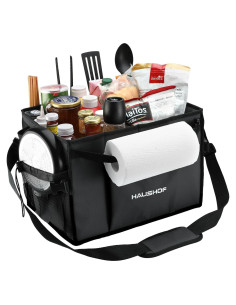Caddy Grande para Parrilla y Picnic HAUSHOF Negro Plegable