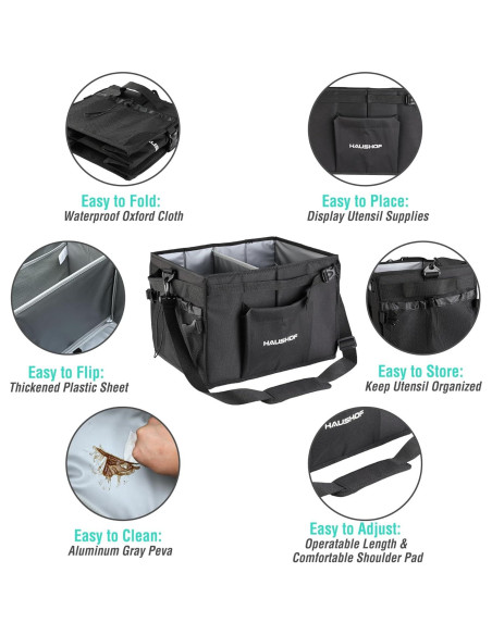 Caddy Grande para Parrilla y Picnic HAUSHOF Negro Plegable