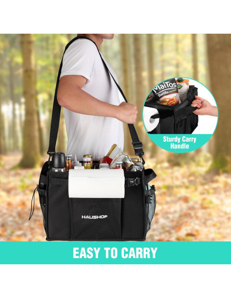 Caddy Grande para Parrilla y Picnic HAUSHOF Negro Plegable