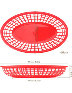 Paquete de 40 cestas de plástico HEIHAK rojas 22.9x14.5 cm 2