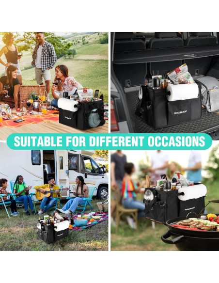Caddy Grande para Parrilla y Picnic HAUSHOF Negro Plegable