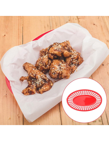 Paquete de 40 cestas de plástico HEIHAK rojas 22.9x14.5 cm