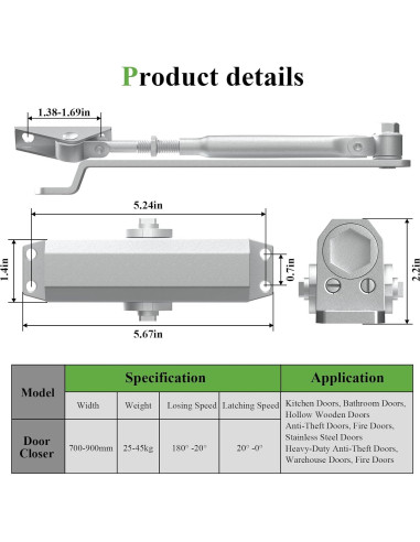 Cerradura de puerta automática Masegari KJGT-6FDGs 45-65kg