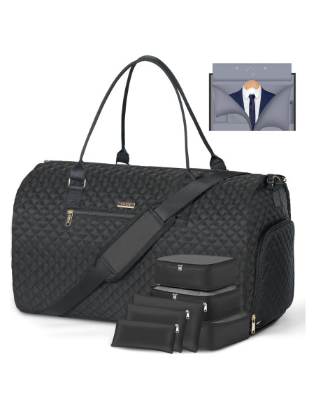 Bolsa de Ropa de Viaje Lekespring 64x28cm Negra 2 en 1