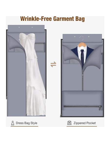 Bolsa de Ropa de Viaje Lekespring 64x28cm Negra 2 en 1