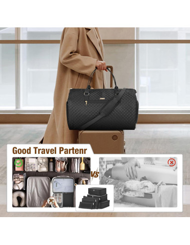 Bolsa de Ropa de Viaje Lekespring 64x28cm Negra 2 en 1