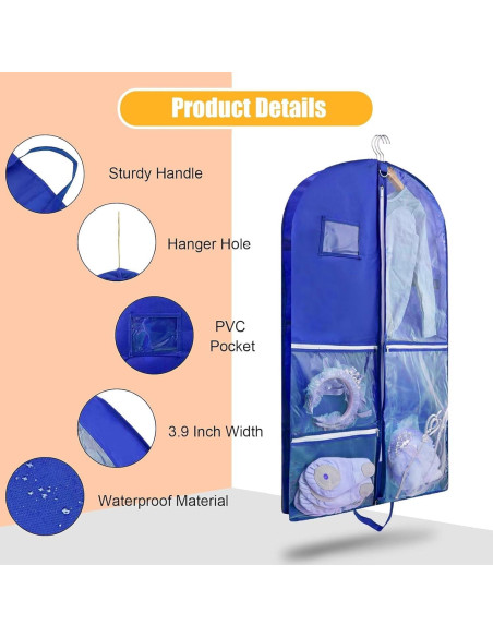 Bolsa de Ropa Colgante QEES 101.6 cm Azul Impermeable