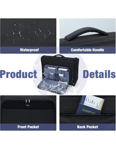 Bolsa de Ropa con Ruedas Tonyeee 3 en 1 Negra 130 cm