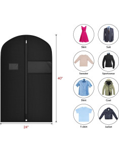 Bolsas para Trajes Univivi 10 Piezas 101.6 cm Negro 2