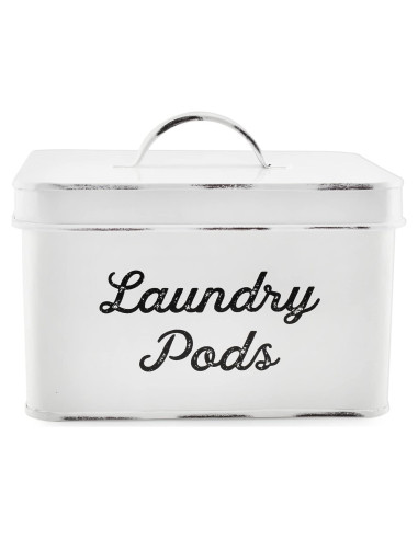 Contenedor de Almacenamiento para Pods de Lavandería AuldHome Blanco Rústico