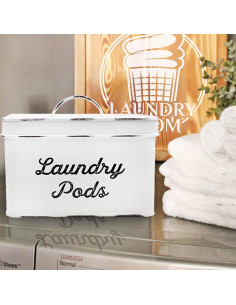 Contenedor de Almacenamiento para Pods de Lavandería AuldHome Blanco Rústico 2